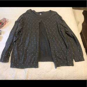 BASIC EDITIONS 3x gray/white polka dot cardigan